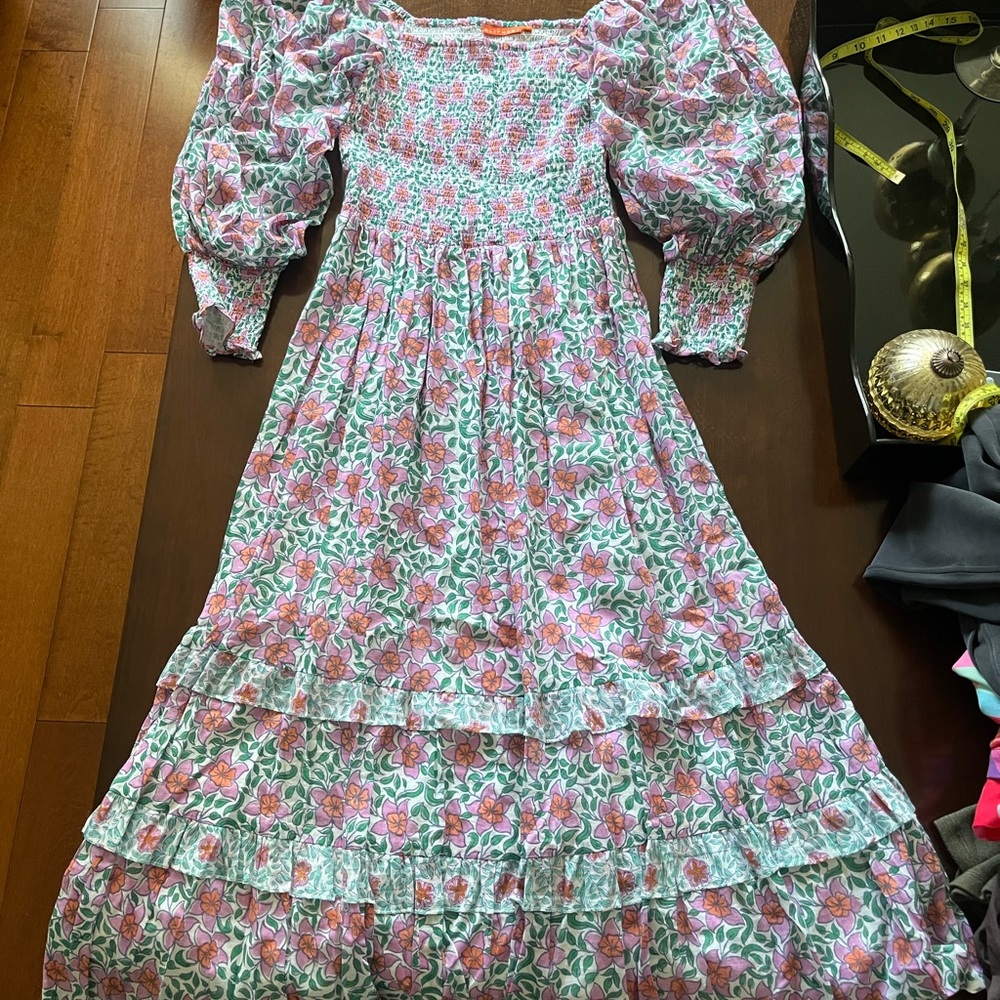 Floral Smocked Dress with Puff Sleeves